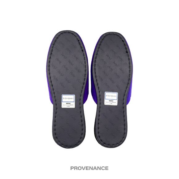 🔴 Yves Saint Laurent YSL Velour Logo Slipper - Purple - Picture 5 of 5